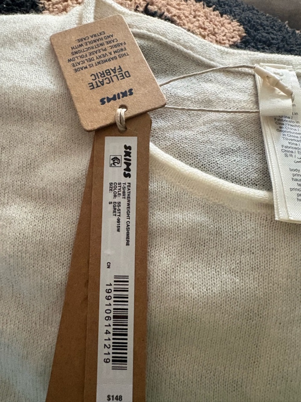 Skims featherweight cashmere Cream Lightweight Knit Top NWT size Small - Picture 6 of 8